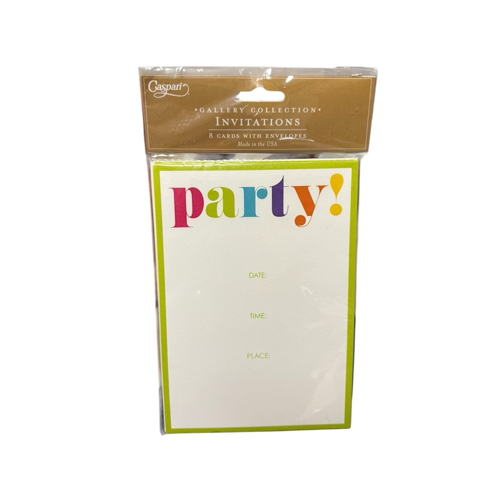 Caspari Party Invitations Set of 8 Gallery Collection Vibrant Design Made In USA